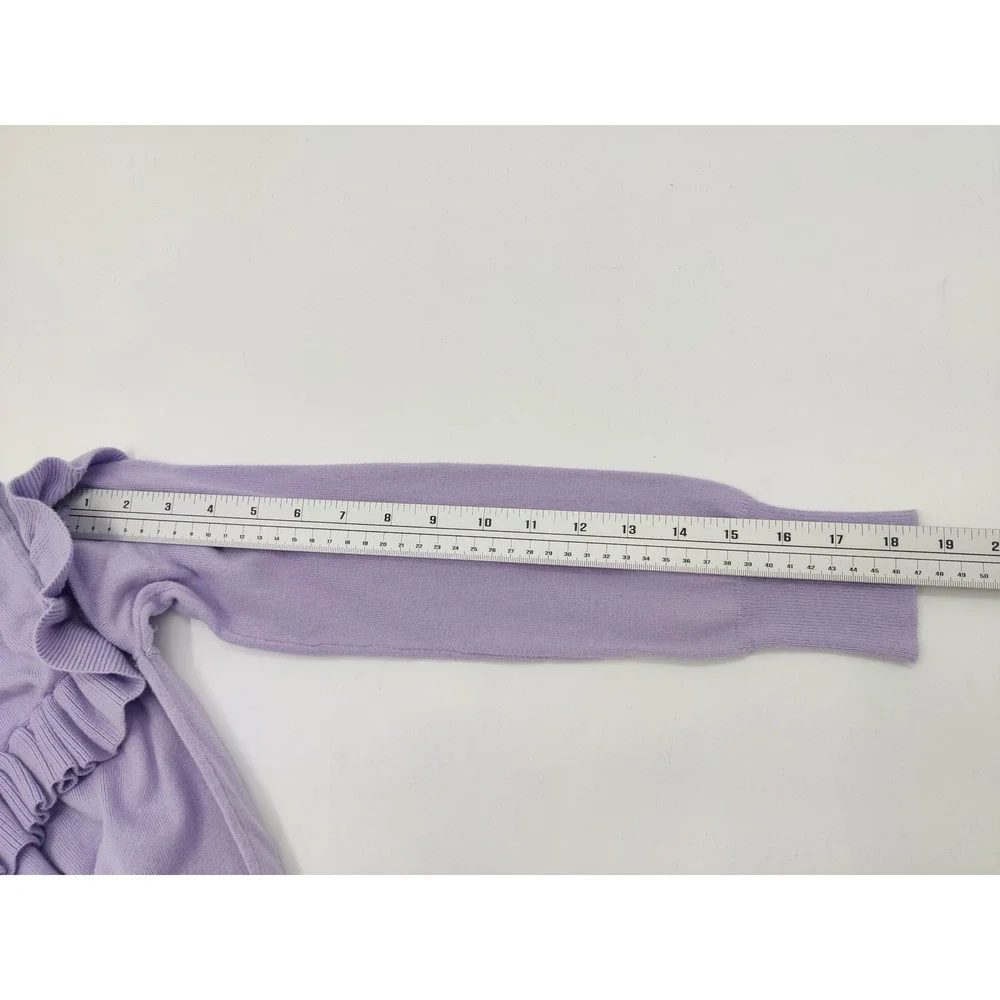 Michael Kors Lavender Purple Cold Shoulder Ruffle Sweater Small Cotton Blend Top